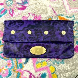 Mulberry Purple Animal Print Leather Mitzy Clutch